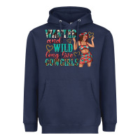 Navy wanted and wild long live cowgirls Heavyweight Hoodie - texasbilliewilder