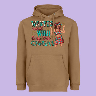Heavyweight Hoodie wanted and wild long live cowgirls