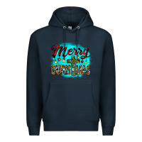 Navy merry christmas wood slice ornament Premium Hoodie - JahusDesignShop