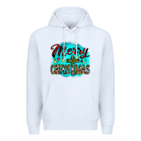 White merry christmas wood slice ornament Premium Hoodie - JahusDesignShop
