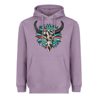 Lavender western bull skull with sunflower and gemstone Heavyweight Hoodie - texasbilliewilder
