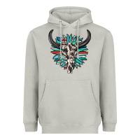 Moon Dust western bull skull with sunflower and gemstone Heavyweight Hoodie - texasbilliewilder