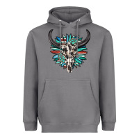 Storm western bull skull with sunflower and gemstone Heavyweight Hoodie - texasbilliewilder