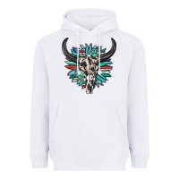White western bull skull with sunflower and gemstone Heavyweight Hoodie - texasbilliewilder