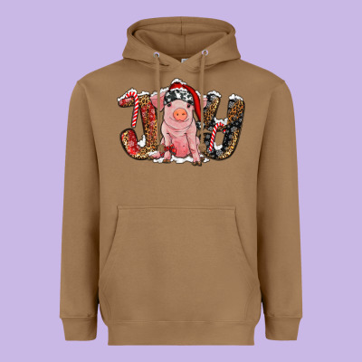 Heavyweight Hoodie Christmas Joy With Pig