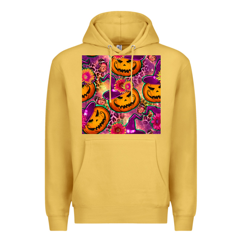 Halloween Witchy Pumpkin Seamless Pattern Premium Hoodie by BundleAndBundleShop | Teevron