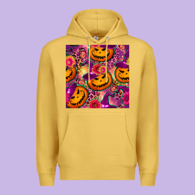 Halloween Witchy Pumpkin Seamless Pattern Premium Hoodie Designed By Bundleandbundleshop