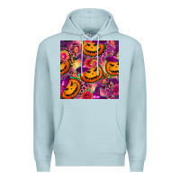 Blue Mist halloween witchy pumpkin seamless pattern Premium Hoodie - BundleAndBundleShop