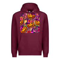 Burgundy halloween witchy pumpkin seamless pattern Premium Hoodie - BundleAndBundleShop