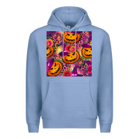 Colony Blue halloween witchy pumpkin seamless pattern Premium Hoodie - BundleAndBundleShop