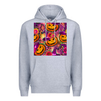 Heather Grey halloween witchy pumpkin seamless pattern Premium Hoodie - BundleAndBundleShop