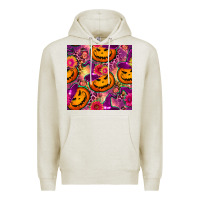 Oatmeal Heather halloween witchy pumpkin seamless pattern Premium Hoodie - BundleAndBundleShop
