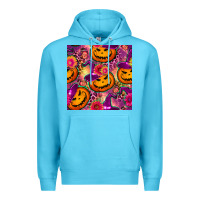 Ocean Blue halloween witchy pumpkin seamless pattern Premium Hoodie - BundleAndBundleShop