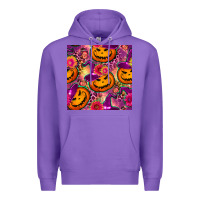 Purple halloween witchy pumpkin seamless pattern Premium Hoodie - BundleAndBundleShop