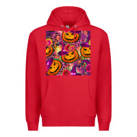 Red halloween witchy pumpkin seamless pattern Premium Hoodie - BundleAndBundleShop