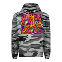 Slate Camo halloween witchy pumpkin seamless pattern Premium Hoodie - BundleAndBundleShop