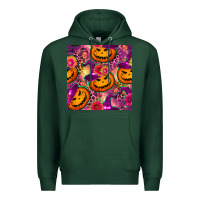 Sports Green halloween witchy pumpkin seamless pattern Premium Hoodie - BundleAndBundleShop