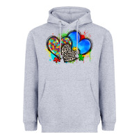 Heather Grey autism hearts Heavyweight Hoodie - Zillion Design Studio