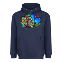 Navy autism hearts Heavyweight Hoodie - Zillion Design Studio