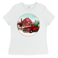 White Christmas farm Christmas Ladies Tee - BarkalooDesign