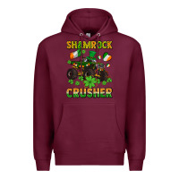 Burgundy shamrocks crusher monster truck with shamrocks Premium Hoodie - AdoDesignShop