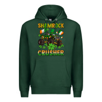 Sports Green shamrocks crusher monster truck with shamrocks Premium Hoodie - AdoDesignShop