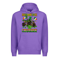 Purple shamrocks crusher monster truck with shamrocks Premium Hoodie - AdoDesignShop