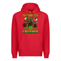 Red shamrocks crusher monster truck with shamrocks Premium Hoodie - AdoDesignShop
