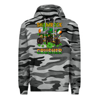Slate Camo shamrocks crusher monster truck with shamrocks Premium Hoodie - AdoDesignShop