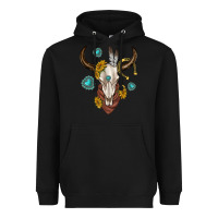 Black western cow skull Heavyweight Hoodie - texasbilliewilder