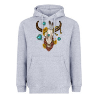 Heather Grey western cow skull Heavyweight Hoodie - texasbilliewilder