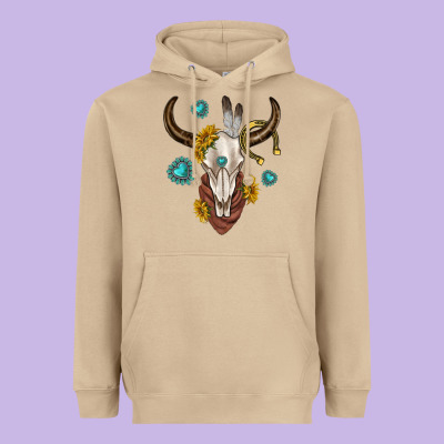Heavyweight Hoodie western cow skull
