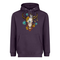 Plum western cow skull Heavyweight Hoodie - texasbilliewilder