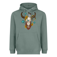 Sage western cow skull Heavyweight Hoodie - texasbilliewilder
