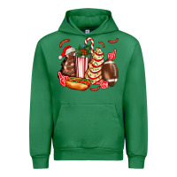 Emerald Christmas tree cake American football  ball and hot dogs ado Urban Hoodie - AdoDesignShop
