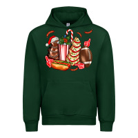 Forest Green Christmas tree cake American football  ball and hot dogs ado Urban Hoodie - AdoDesignShop