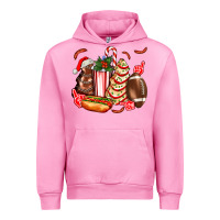 Fuchsia Pink Christmas tree cake American football  ball and hot dogs ado Urban Hoodie - AdoDesignShop