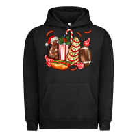 Pigment Black Christmas tree cake American football  ball and hot dogs ado Urban Hoodie - AdoDesignShop