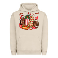 Pigment French Oak Christmas tree cake American football  ball and hot dogs ado Urban Hoodie - AdoDesignShop