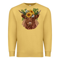 Antique Gold highland cow with sunflowers Premium Sweatshirt - RanaPortraitStore