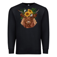 Black highland cow with sunflowers Premium Sweatshirt - RanaPortraitStore