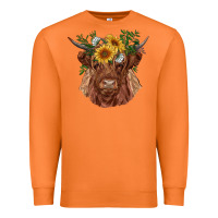 Carrot highland cow with sunflowers Premium Sweatshirt - RanaPortraitStore