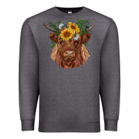 Charcoal Heather highland cow with sunflowers Premium Sweatshirt - RanaPortraitStore