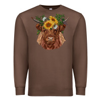 Chestnut highland cow with sunflowers Premium Sweatshirt - RanaPortraitStore