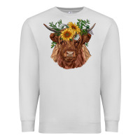 Dove Grey highland cow with sunflowers Premium Sweatshirt - RanaPortraitStore