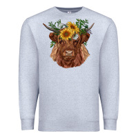 Heather Grey highland cow with sunflowers Premium Sweatshirt - RanaPortraitStore