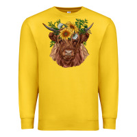 Lemon highland cow with sunflowers Premium Sweatshirt - RanaPortraitStore