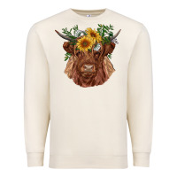 Sandshell highland cow with sunflowers Premium Sweatshirt - RanaPortraitStore