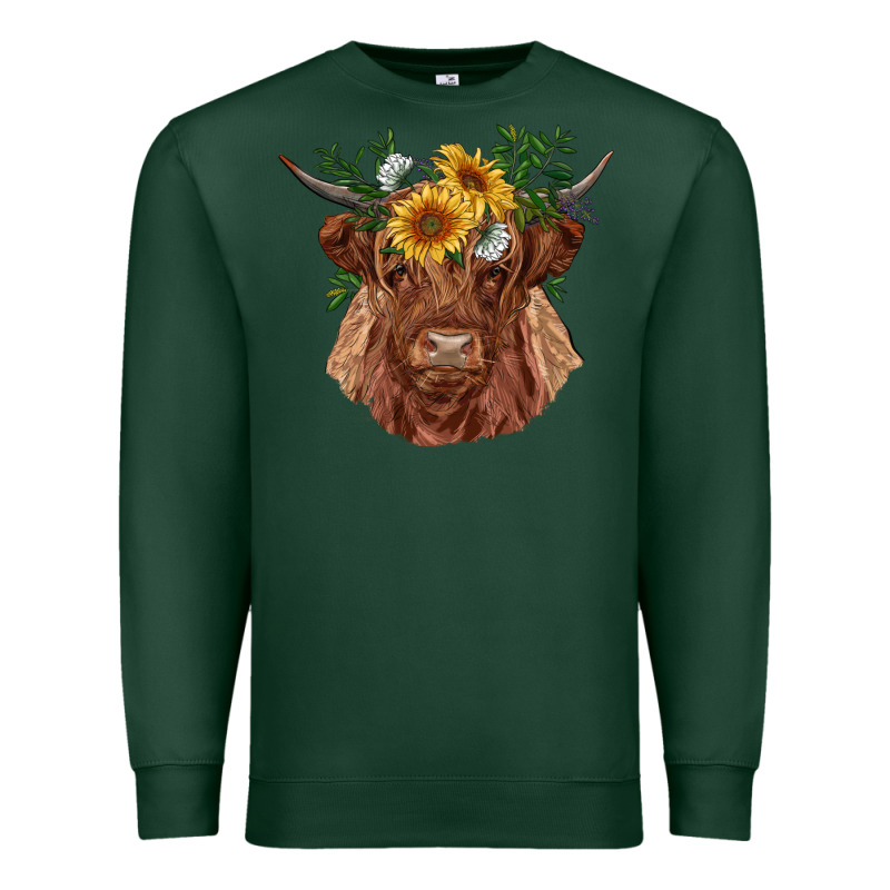 Highland Cow With Sunflowers Premium Sweatshirt by RanaPortraitStore | Teevron