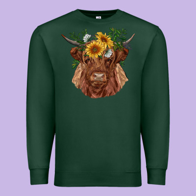 Highland Cow With Sunflowers Premium Sweatshirt Designed By Ranaportraitstore